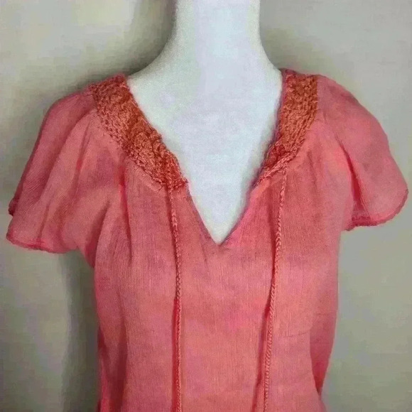 Lucky Brand women's pink lightweight cotton blouse size medium - Picture 3 of 6
